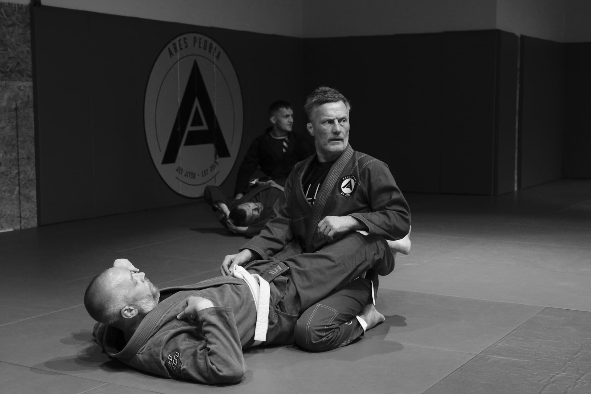 Students training Brazilian Jiu-Jitsu at Ares Peoria